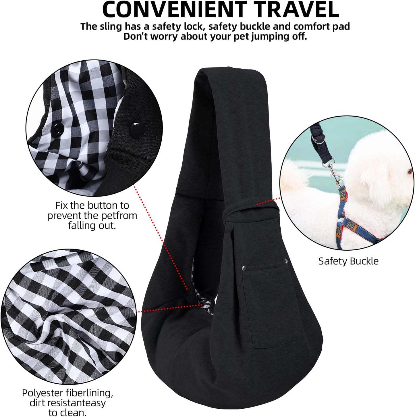Furzino CozyCarry Pet Sling, Reversible Hands Free Carrier for Small Dogs and Cats